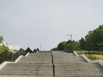 Low angle view of staircase against sky