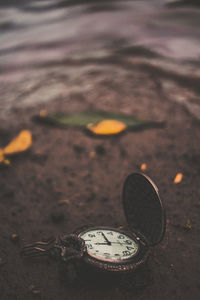 High angle view of light painting on sand