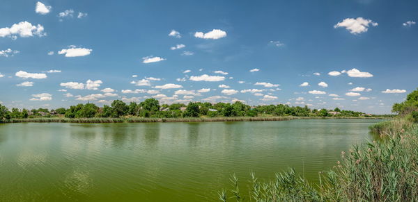 Scenic view of lake against sky