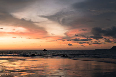 Scenic view of sea against sky during sunset