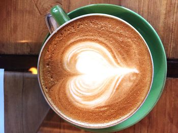 Directly above shot of cappuccino on table