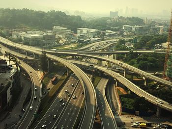 High angle view of bridge in city