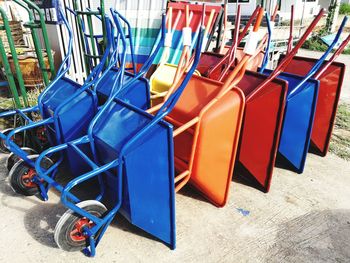 Multi colored wheelbarrows for sale