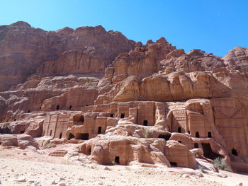 View of rock formations in desert