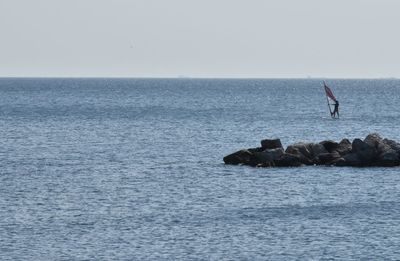 Scenic view of sea against clear sky
