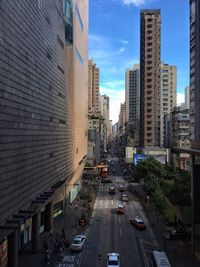 High angle view of traffic on city street