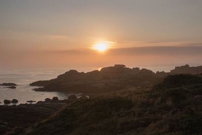 Scenic view of sea at sunset