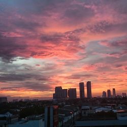 View of cityscape at sunset