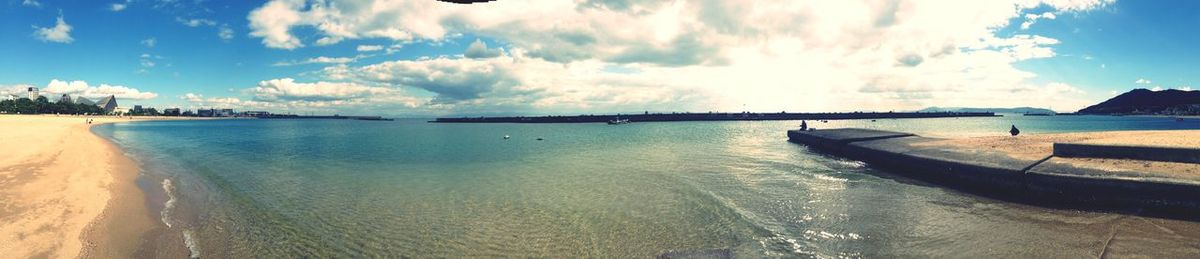 Scenic view of sea against cloudy sky