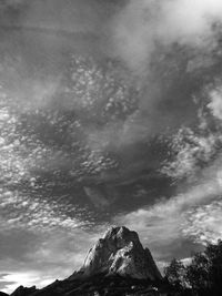 Scenic view of mountains against cloudy sky