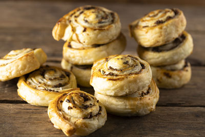 High angle view of bread on table