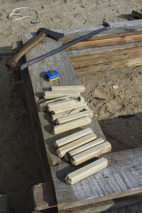 Deck chairs on wood