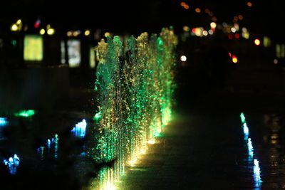 Illuminated christmas tree at night