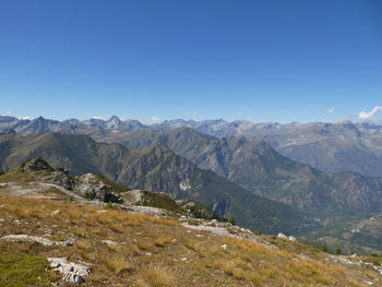 Scenic landscape with blue sky near colle sibolet