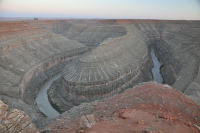 High angle view of rock formation at goosenecks state park