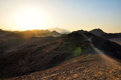 Scenic view of mountains against clear sky