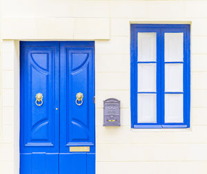 Closed door of building