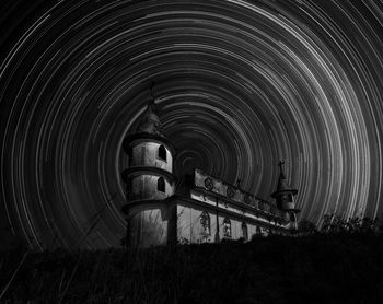 Digital composite image of illuminated tunnel