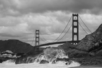 View of golden gate bridge against cloudy sky