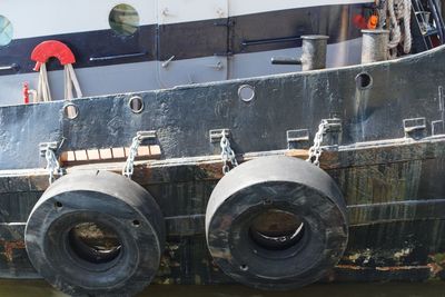 Close-up of train on railroad track