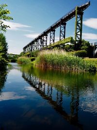 Bridge over lake against sky