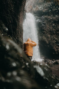 Close-up of waterfall on rocks