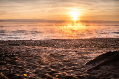 Scenic view of sea against sky during sunset