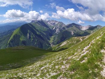 Scenic view of mountains against sky