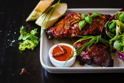 Close-up of served food