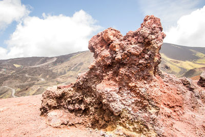 Scenic view of rock formation against sky