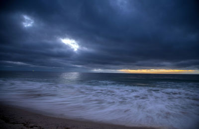 Scenic view of sea against sky at sunset