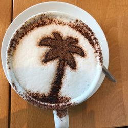 High angle view of coffee on table