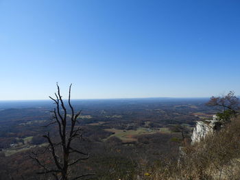 Scenic view of landscape against clear blue sky