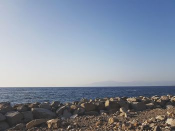 Scenic view of sea against clear sky