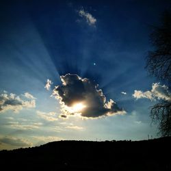 Low angle view of silhouette landscape against sky during sunset