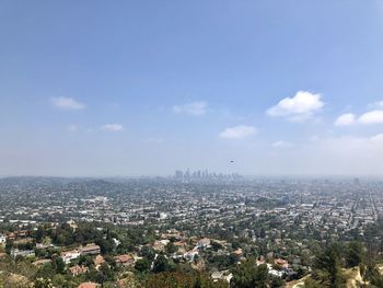 High angle view of city against sky