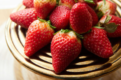 Close-up of strawberries in plate