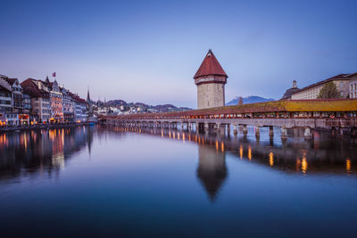 Chapelbridge / kapellbrücke in lucerne during the blue hour