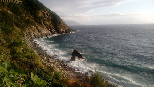 Scenic view of beach against sky