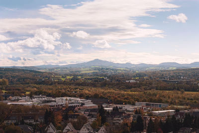 High angle view of townscape against sky