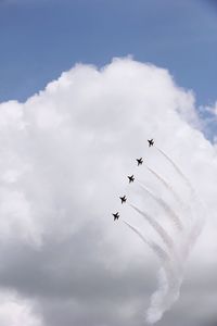 Low angle view of airshow in sky