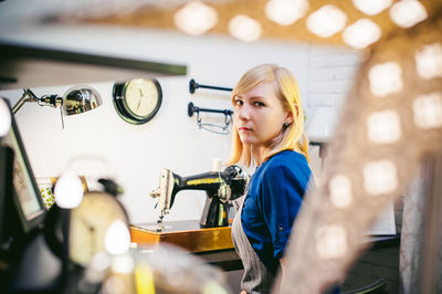 Fashion designer working in studio