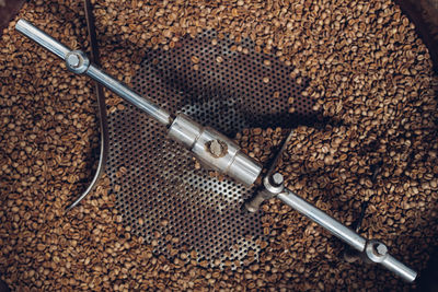 Close-up of coffee roasting machine