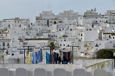 High angle view of buildings in city