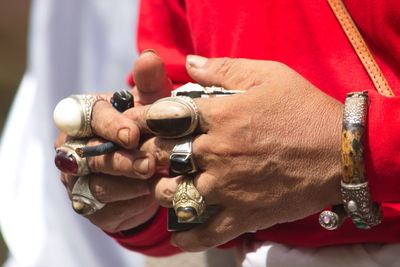 Close-up of hand with text