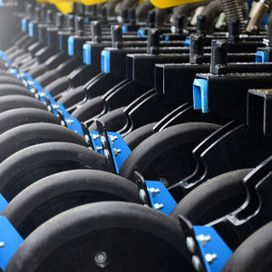 Full frame shot of weights in gym