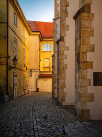 Empty alley amidst buildings in city