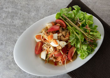 High angle view of salad in plate