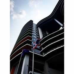 Low angle view of modern building against sky