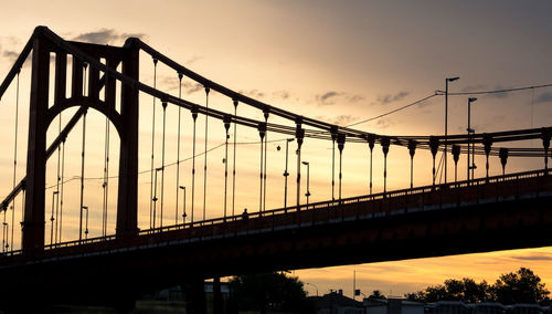 Low angle view of bridge against sky during sunset